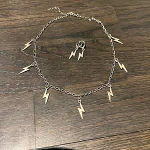 Lighting bolt necklace and earrings sets